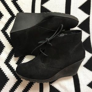 Merona Black Wedge Lace-Up Bootie